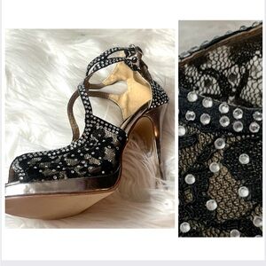 Designer Lace Crystal Stiletto Heels 8